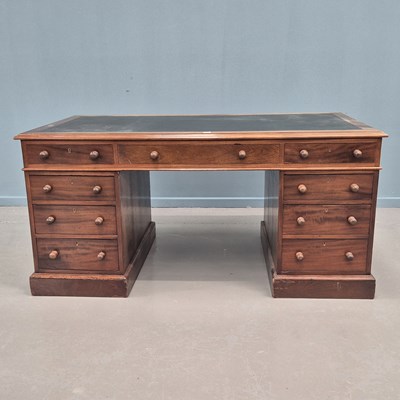 Lot 676 - A 19th century mahogany twin pedestal writing...