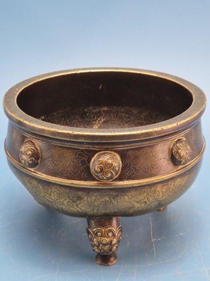 Lot 1362 - A Chinese wire inlaid bronze censor with...
