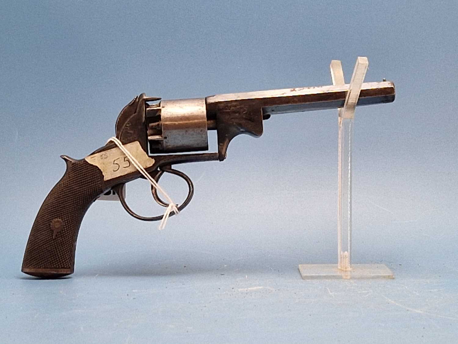 Lot 1855 - A percussion open-frame five-shot revolver