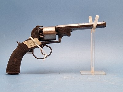 Lot 1855 - A percussion open-frame five-shot revolver by...