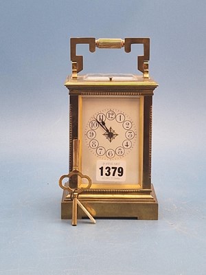 Lot 1379 - A Parisian carriage clock striking and...