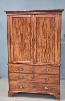 Lot 744 - A Victorian mahogany linen press with panel...