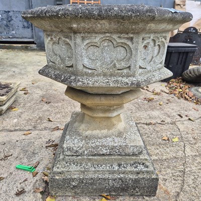Lot 437 - A pair of Haddonstone gothic style composite...