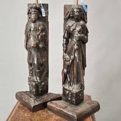Lot 441 - A pair of table lamps, the bases composed of...