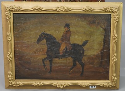 Lot 464 - English naive school, gentleman on horseback,...