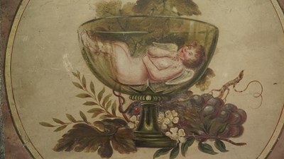 Lot 490 - A Regency silkwork oval picture of a couple...