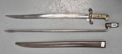 Lot 1890 - A French 1842 pattern Chassepot Bayonet, and a...