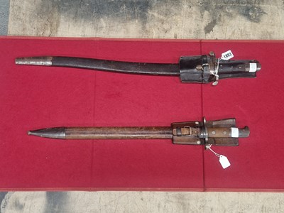 Lot 1893 - A Yataghan Bayonet, scabbard and frog, and a...