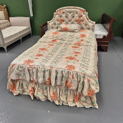 Lot 1096 - A vintage double bed with a matching valance...