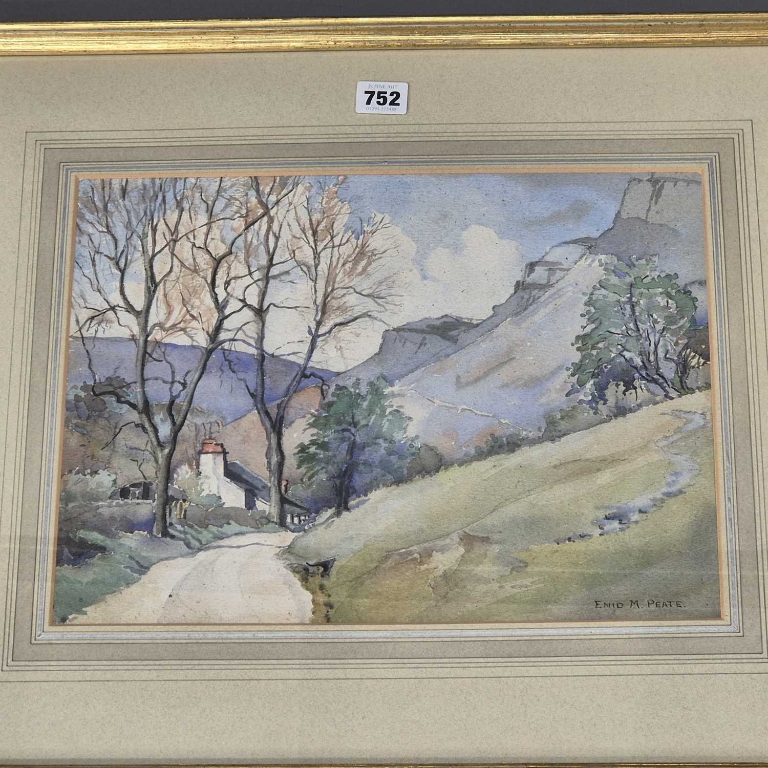 Lot 752 - Enid M Peate (1883-1954), a hillside road past...