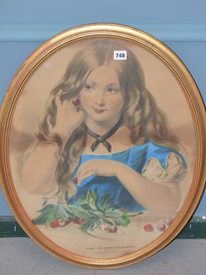 Lot 748 - A pair of Victorian partially coloured prints...