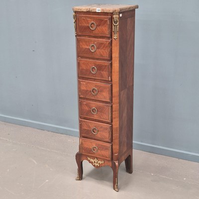 Lot 1385 - A French antique tall chest of Seven short...