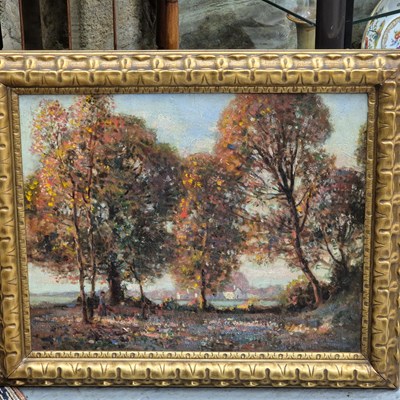 Lot 1397 - A Stanley Royle "Autum" oil on canvas labelled...