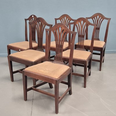 Lot 1398 - A set of six Georgian mahogany dining chairs...