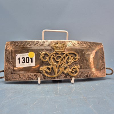 Lot 1301 - A silver mounted leather officer's belt pouch,...