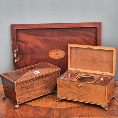 Lot 957 - A Regency rosewood two compartment sarcophagus...