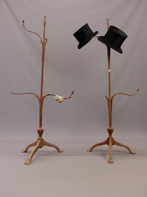 Lot 1785 - A pair of 19th-century wrought iron hat stands...