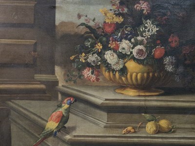 Lot 1011 - 18th-century Dutch school. Study of flowers in...