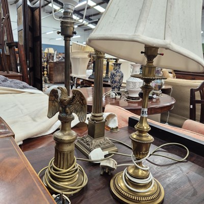 Lot 1013 - Three brass table lamps