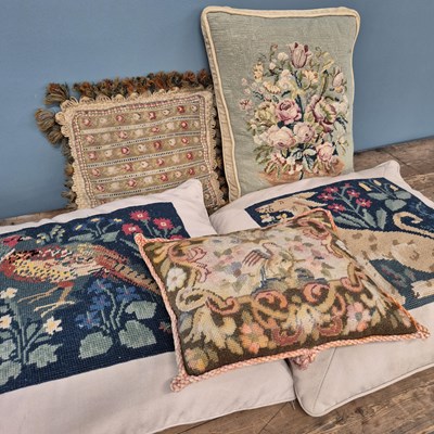 Lot 1016 - Various antique and later needlepoint cushions
