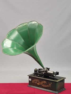 Lot 1408 - An antique Edison Home Phonograph, with green...
