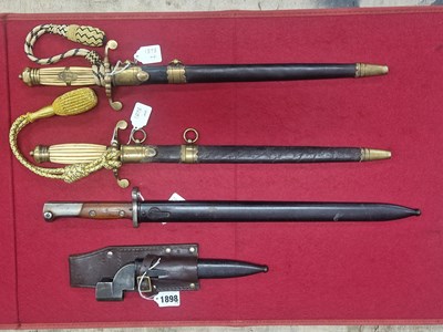 Lot 1898 - An SA80 bayonet, a Belgian byonet with frog...