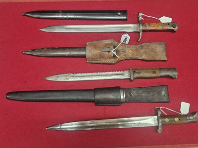 Lot 1900 - A Mauser sawback bayonet, a Scandinavian...
