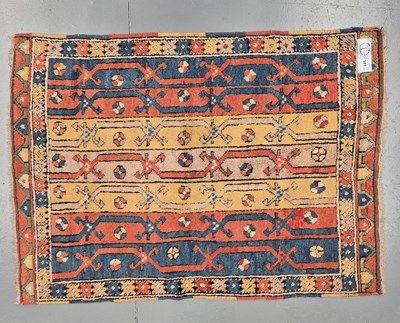 Lot 581 - An antique Turkish rug, possibly Konya, L 142...