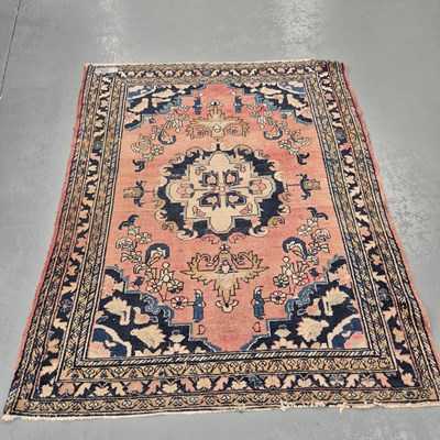 Lot 563 - An antique Persian Hamadan rug, L 195 W 152cms