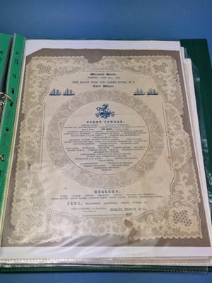 Lot 42A - Menus - A group pertaining to 19th Century...