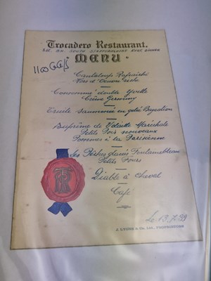 Lot 44A - Menus - A group pertaining to World War II -...