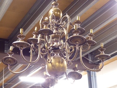 Lot 470 - A large heavy brass twelve light Continental...