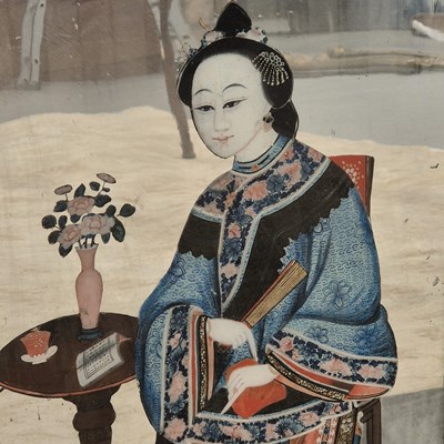 Lot 478 - An antique Chinese export reverse painting on...