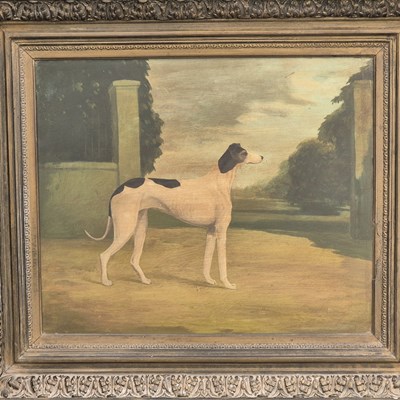 Lot 1253 - 19th century school, greyhounds standing by...