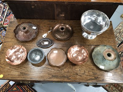 Lot 1257 - Three Arts and Crafts copper chamber sticks,...