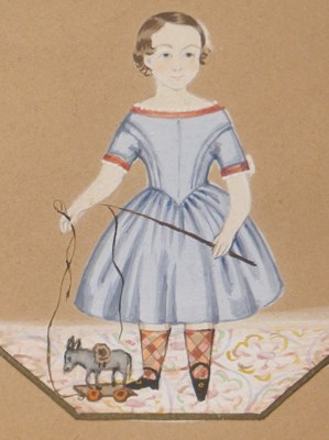 Lot 519 - A pair of 19th Century naive theorem paintings...