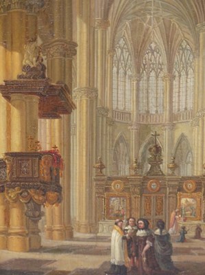 Lot 513 - D. Hodgson (1798-1864) A cathedral interior,...