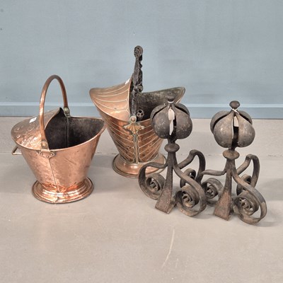 Lot 515 - Two arts and crafts copper coal scuttles with...