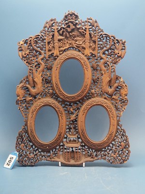 Lot 502 - Two antique Chinese export carved items, the...
