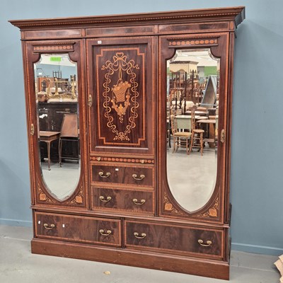 Lot 1779 - A good Edwardian mahogany and inlaid compactum...