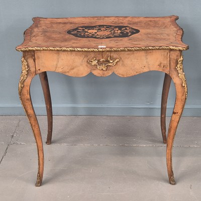 Lot 1030 - An antique walnut and inlaid side table with...