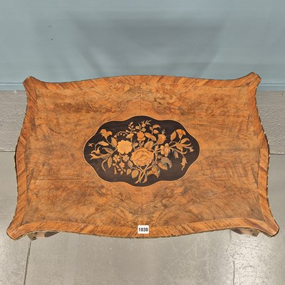 Lot 1030 - An antique walnut and inlaid side table with...