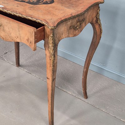 Lot 1030 - An antique walnut and inlaid side table with...