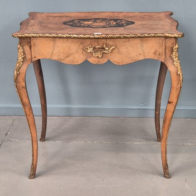 Lot 1030 - An antique walnut and inlaid side table with...