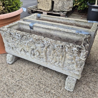 Lot 1122 - A set of four rectangular garden planters...