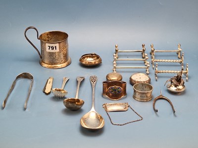 Lot 791 - Miscellaneous hallmarked silver, to include...