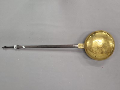 Lot 812 - An 18th century brass warming pan with an iron...
