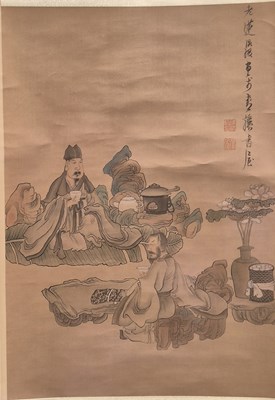 Lot 898 - Two Chinese scrolls, one depicting a mother...