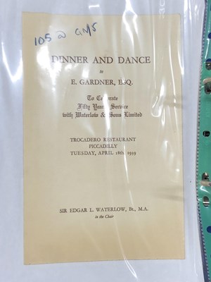 Lot 64 - Menus/Ephemera - A group pertaining to...