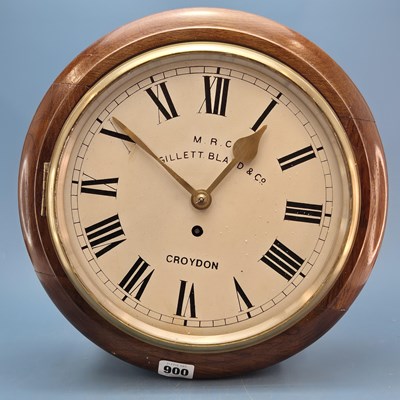 Lot 900 - A Midland Railway Company oak cased fusee wall...
